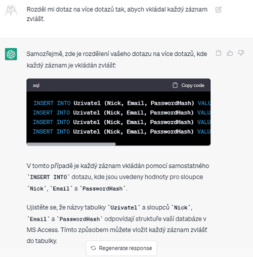 chatopenai dotaz databaze 2