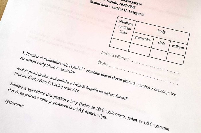 Školní kolo olympiády z českého jazyka 2022/2023