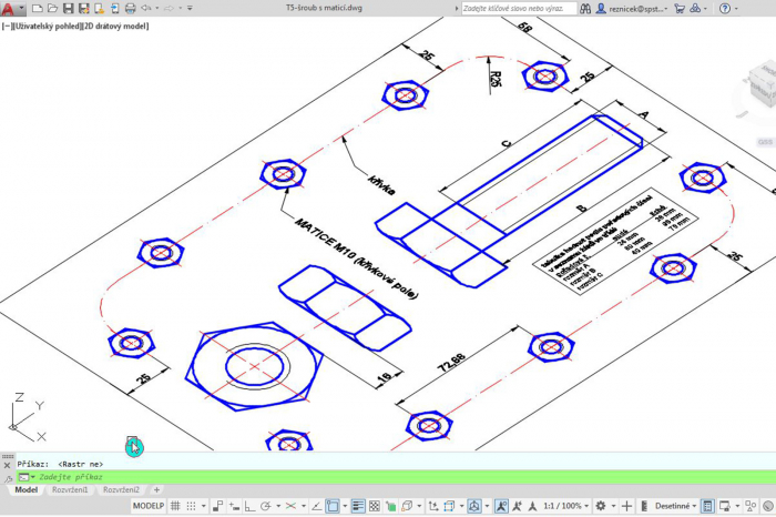 Zadání zpracované v AutoCADu 2020
